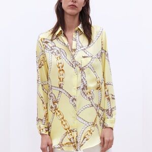 Zara l Yellow Rope Print Blouse Small/XS
